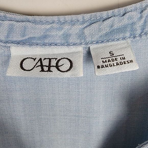 Cato Chambray Light Wash Button Up Long Sleeves Straight Fit Dress Size S - Picture 10 of 11